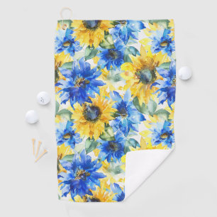 Blue Yellow Flowers   Golf Towel