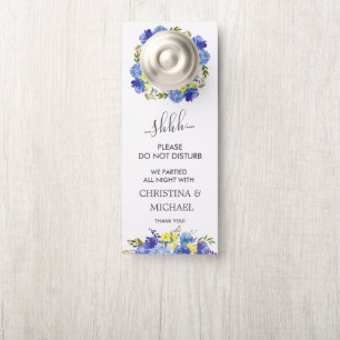 Blue Yellow Flowers Wedding Guest Do Not Disturb Door Hanger