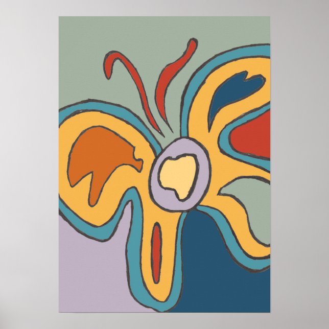 Blue & Yellow Flutterfly Poster (Front)