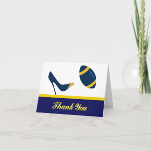 Blue & Yellow Football Wedding Thank You Card
