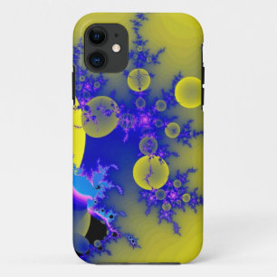 Blue & yellow fractal iPhone 11 case