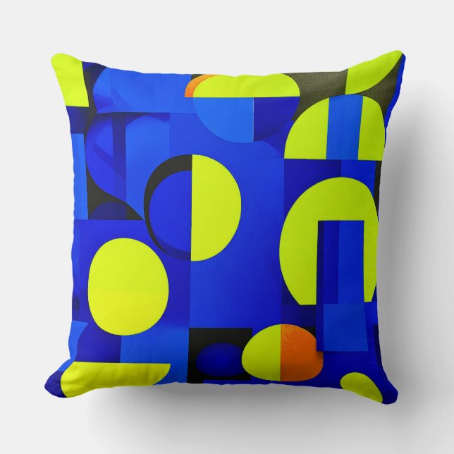 💙 Blue Yellow Geometric Decor For Modern Homes 💛 Cushion (Front)