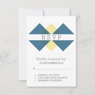 Blue Yellow Geometric Triad RSVP Card