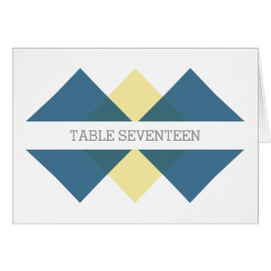 Blue Yellow Geometric Triad Table Number Card