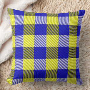 Blue Yellow Gingham Check Design  Cushion