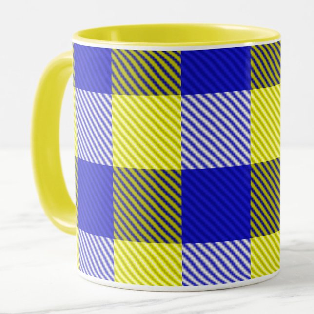 Blue Yellow Gingham Check Design  Mug (Creator Uploaded)
