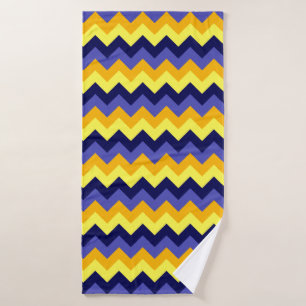 Blue Yellow Gold Chevrons Bath Towel