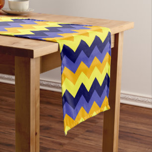 Blue Yellow Gold Chevrons Large Table Runner