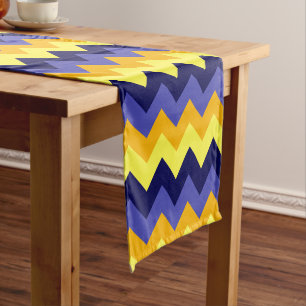 Blue Yellow Gold Chevrons Small Table Runner