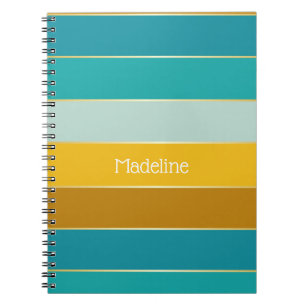 Blue Yellow Gold Custom Summer Colour Block Stripe Notebook
