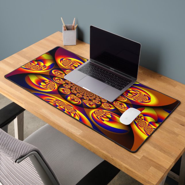 Blue, Yellow, Gold Mini Spheres Desk Mat (Office 2)