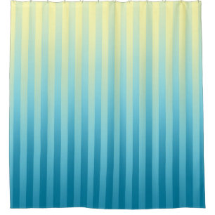 Blue Yellow Gradated Stripes 2 Shower Curtain