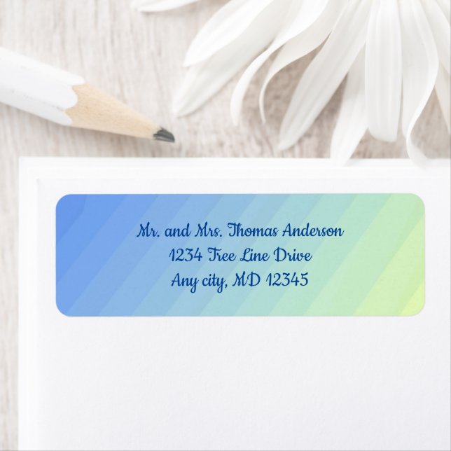 Blue Yellow Gradient Modern Stylish Return Address Label (Insitu)