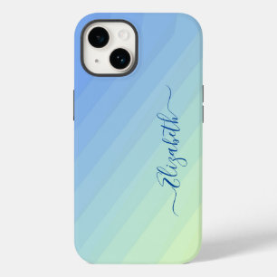 Blue Yellow Gradient Script Monogram Case-Mate iPhone 14 Case