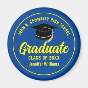 Blue Yellow Graduate Custom 2025 Graduation Magnet