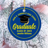 Blue Yellow Graduate Custom Graduation Christmas
