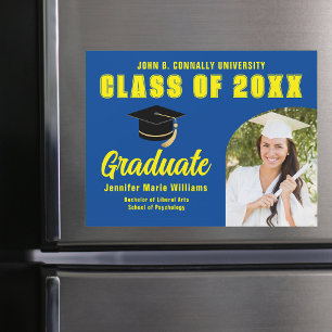 Blue Yellow Graduate Custom Graduation Magnet Card