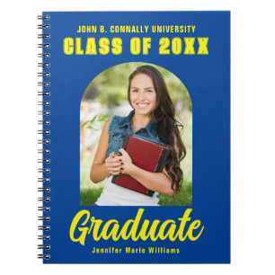 Blue Yellow Graduate Photo Graduation Keepsake Notebook