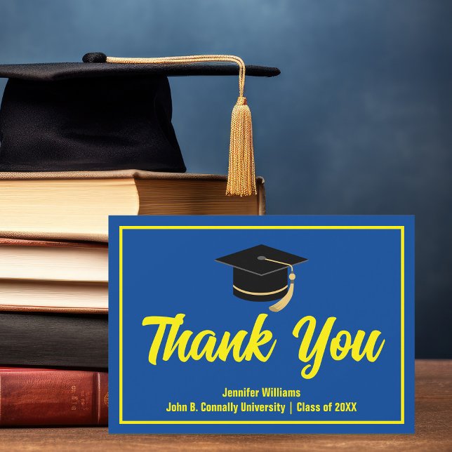 Blue Yellow Graduation Personalised 2026 Graduate Thank You Card (Creator Uploaded)