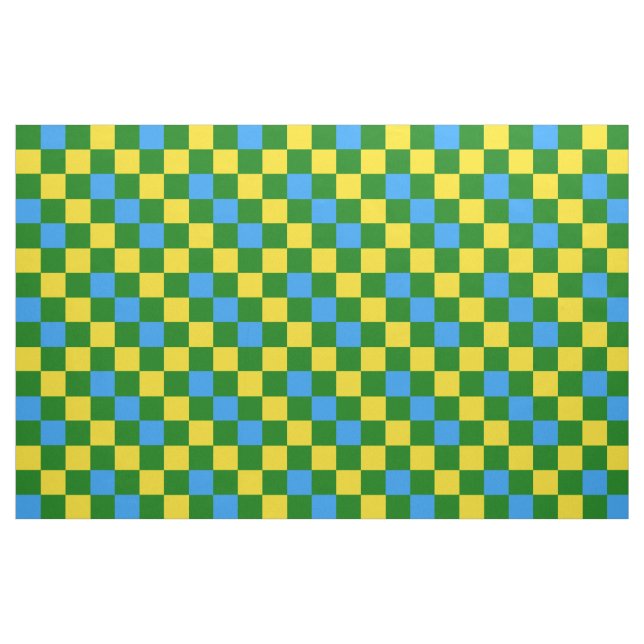 Blue Yellow Green Chequered Pattern Design  Fabric (Fat Quarter)