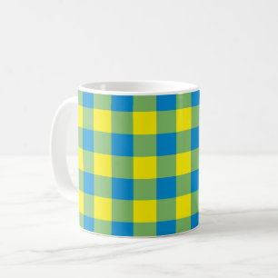 Blue Yellow Green Plaid Chequered Pattern Coffee Mug