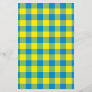 Blue Yellow Green Plaid Chequered Pattern Stationery