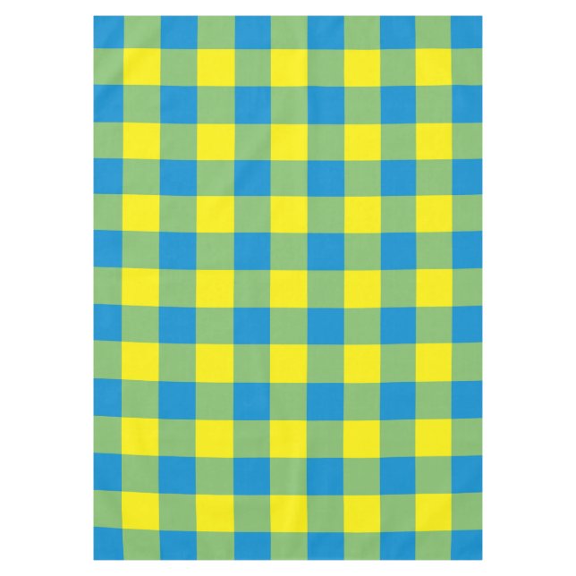 Blue Yellow Green Plaid Chequered Pattern Tablecloth (Front)