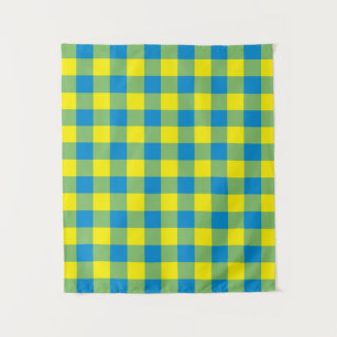 Blue Yellow Green Plaid Chequered Pattern Tapestry