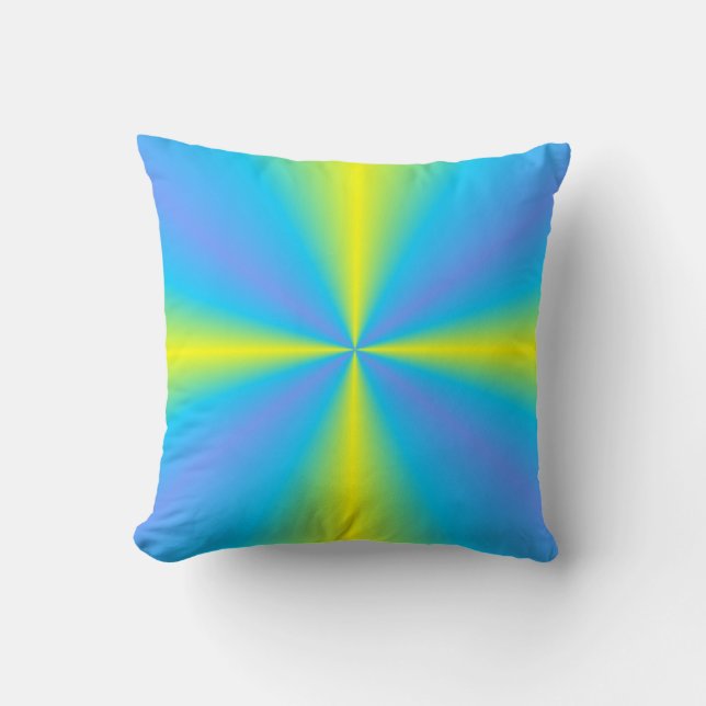 blue yellow green rainbow cushion (Front)