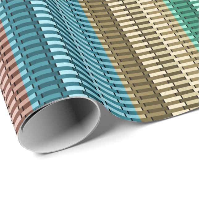 Blue Yellow Green Red Stylish Modern Chic Pattern Wrapping Paper (Roll Corner)