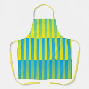 Blue Yellow Green Striped Pattern Apron