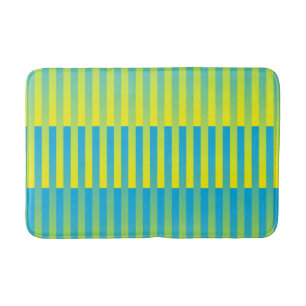 Blue Yellow Green Striped Pattern Bath Mat