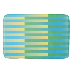 Blue Yellow Green Striped Pattern Bath Mat
