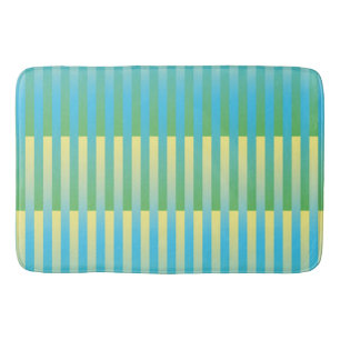 Blue Yellow Green Striped Pattern Bath Mat