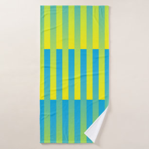 Blue Yellow Green Striped Pattern Bath Towel