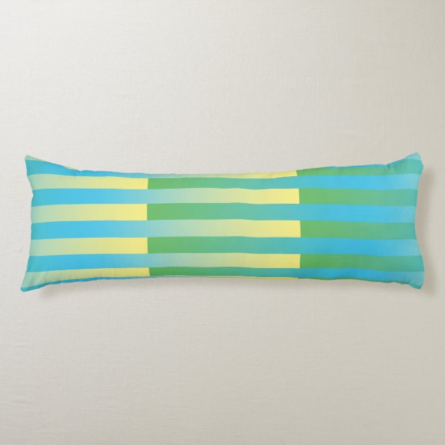 Blue Yellow Green Striped Pattern Body Cushion (Front)