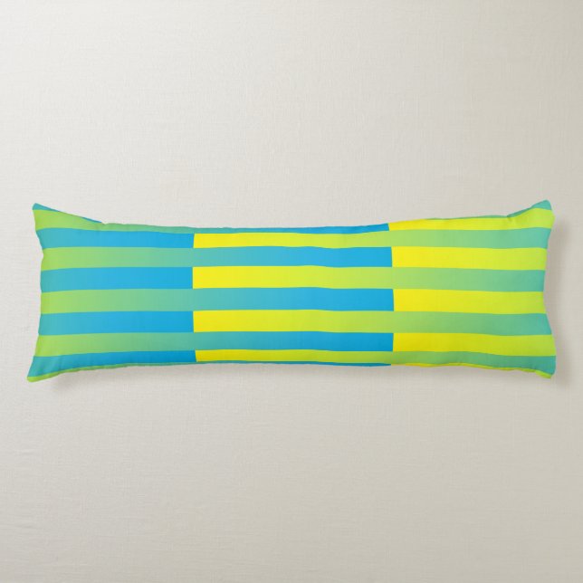 Blue Yellow Green Striped Pattern Body Cushion (Front)