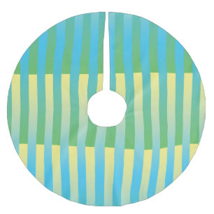Blue Yellow Green Striped Pattern Brushed Polyester Tree Skirt