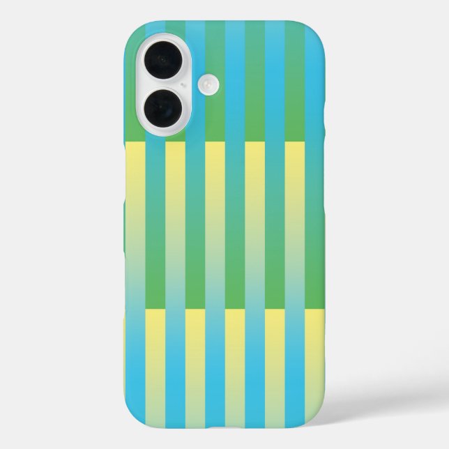 Blue Yellow Green Striped Pattern Case-Mate iPhone Case (Back)