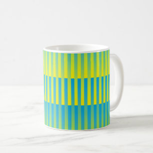 Blue Yellow Green Striped Pattern Coffee Mug