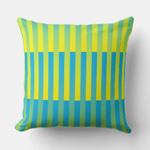 Blue Yellow Green Striped Pattern Cushion