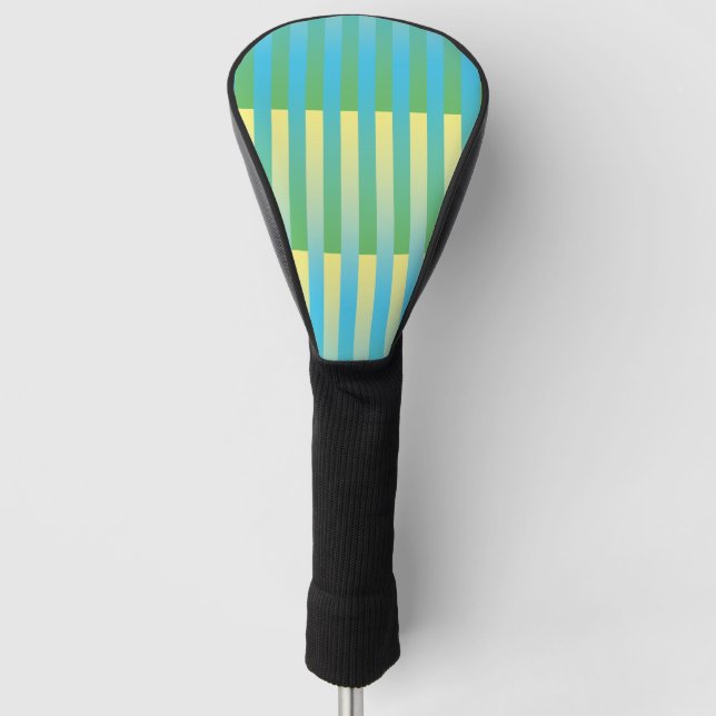 Blue Yellow Green Striped Pattern  Golf Head Cover (Front)