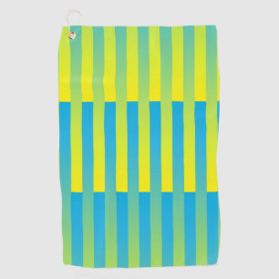Blue Yellow Green Striped Pattern Golf Towel