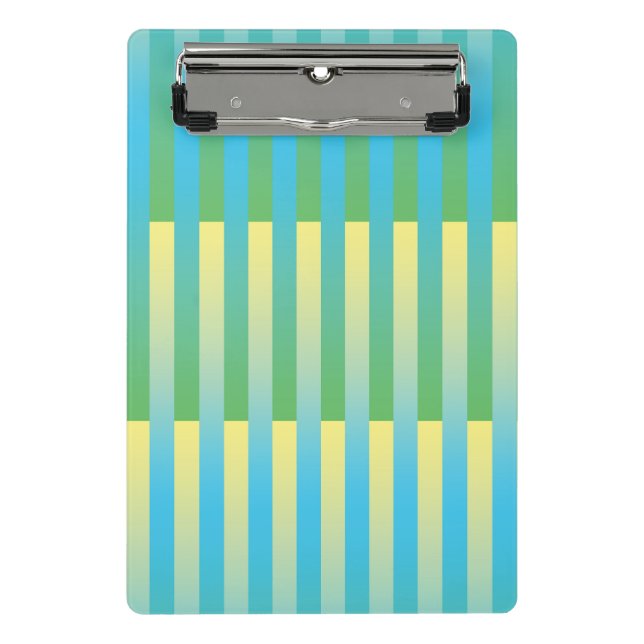 Blue Yellow Green Striped Pattern Mini Clipboard (Front)