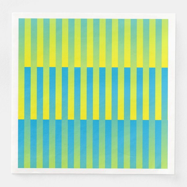 Blue Yellow Green Striped Pattern Napkin (Front)