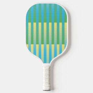 Blue Yellow Green Striped Pattern Pickleball Paddle