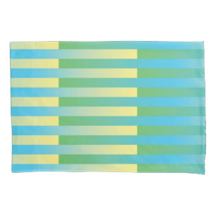 Blue Yellow Green Striped Pattern Pillowcase