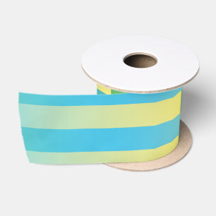 Blue Yellow Green Striped Pattern Satin Ribbon
