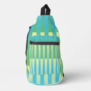 Blue Yellow Green Striped Pattern  Sling Bag