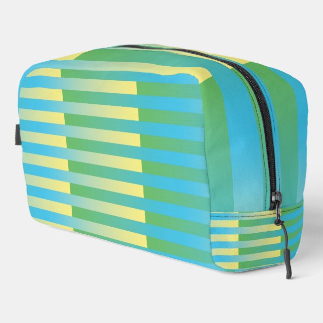 Blue Yellow Green Striped Pattern Toiletry Bag (Right Corner)